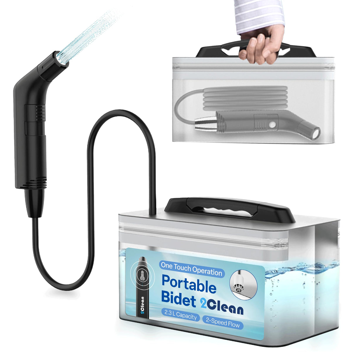 2Clean Portable Electric Bidet – USB Rechargeable Travel Sprayer