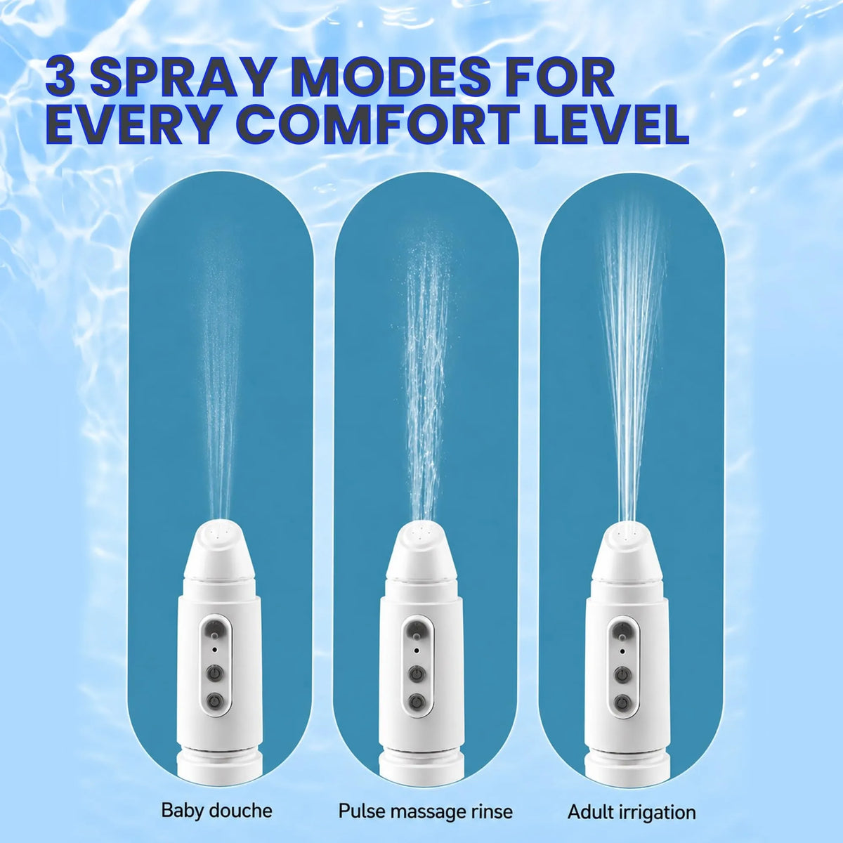 3 Spray Modes for Every Comfort Level - Baby Douche, Pulse Massage Rinse, Adult Irrigation