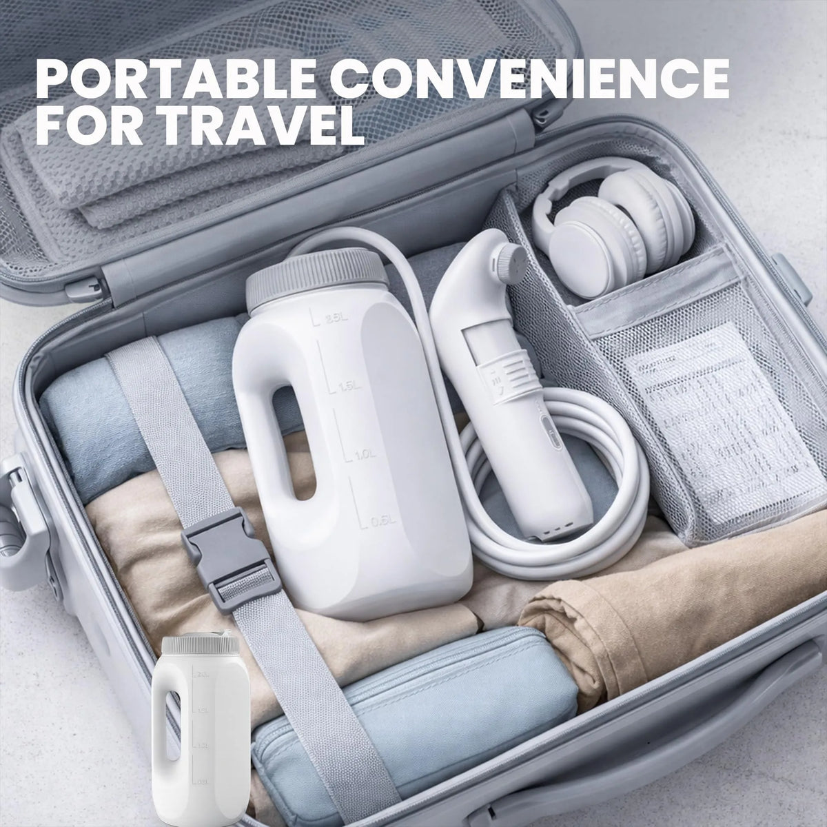 Portable Convenience for Travel - 2Clean 2.5L Bidet Set Packed in Luggage Suitcase