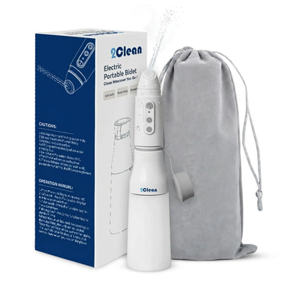 2Clean Portable Electric Bidet Complete Kit with Box, Spraying Unit and Travel Pouch