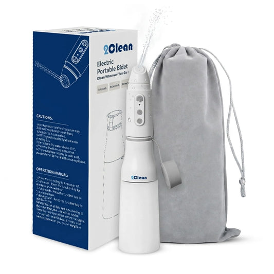 2Clean Portable Electric Bidet Complete Kit with Box, Spraying Unit and Travel Pouch