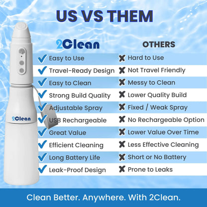2Clean Portable Bidet vs Others Comparison Chart