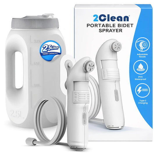 2Clean High-Pressure Portable Bidet Sprayer with 2.5L Water Tank and Packaging Box