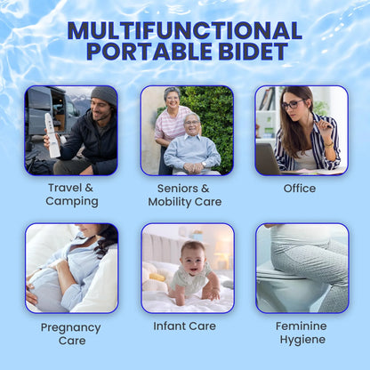 Multifunctional Portable Bidet Use Cases - Travel, Seniors, Office, Pregnancy, Infant, Feminine Hygiene