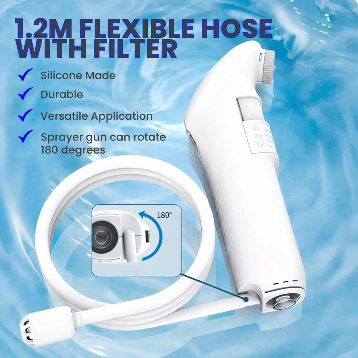 1.2M Flexible Silicone Hose with Filter and 180 Degree Rotating Sprayer Gun
